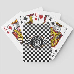 Sports Car Racing Flaming Wheel Chequered Flags  Playing Cards
