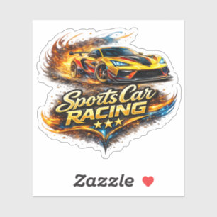 Sports Car Racing Graphic Kiss-Cut Sticker Sheet