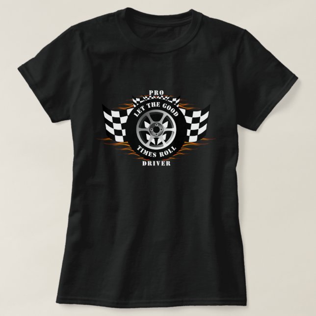 Sports Car Racing Pro Driver Burnout Flames Pro T-Shirt (Design Front)
