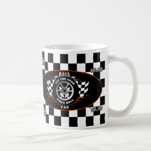 Sports Car Racing Wheel Chequered Flag Flames Pro Coffee Mug