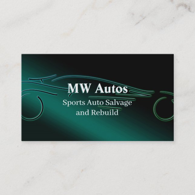 Sports Car Salvage and Rebuild, luxury Business Card (Front)