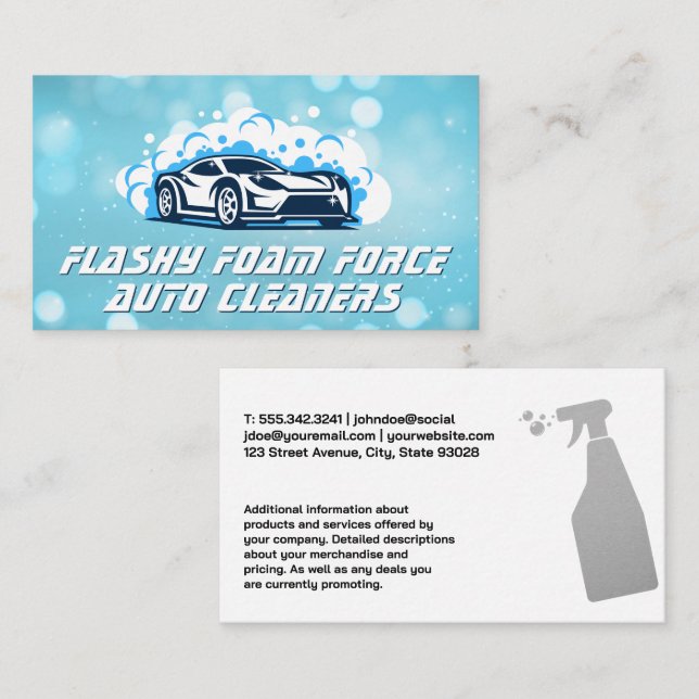Sports Car | Soap Bubbles | Auto Services Business Card (Front/Back)