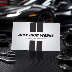Sports Car Specialist Racing Stripes Grey Business Card