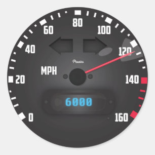 Sports Car speedometer Classic Round Sticker