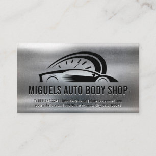 Sports Car Speedometer Logo   Metallic Business Card