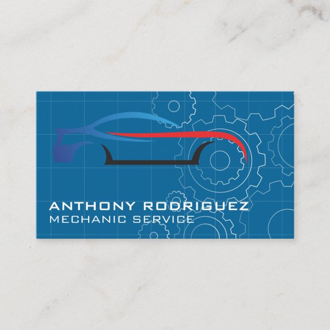 Sports Car Stylised Logo | Gears | Auto Services Business Card (Front)