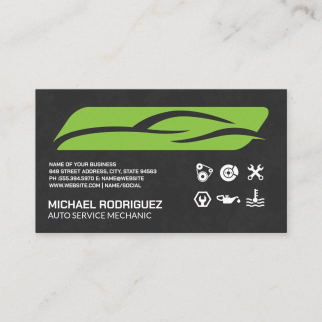 Sports Car Stylized Logo | Auto Services  Business Card (Front)