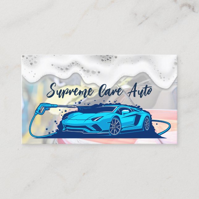 Sports Car Water Spray | Soap Suds Business Card (Front)