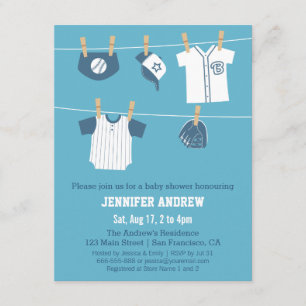 Sports Clothes Baseball Baby Shower Invitations