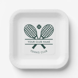 Sports Club Name Tennis Icons Green Logo Paper Plate