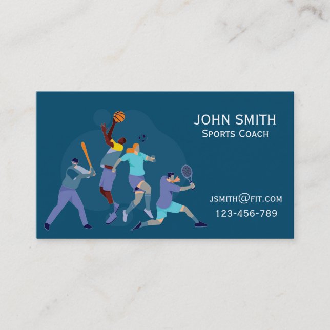 Sports Coach Fitness Trainer Business Card (Front)