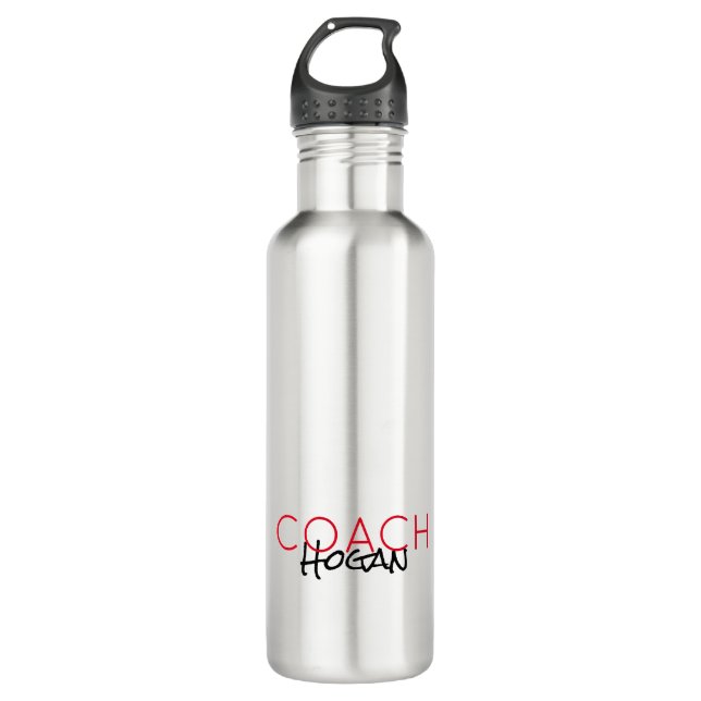 Sports COACH NAME Team Colours Modern Fun 710 Ml Water Bottle (Front)