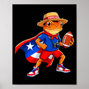 Sports coqui frog puerto rico flag rican football  poster