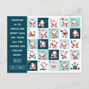 Sports Countdown Christmas Holiday Postcard