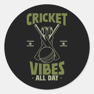 Sports Cricket Player Cricket Vibes Classic Round Sticker
