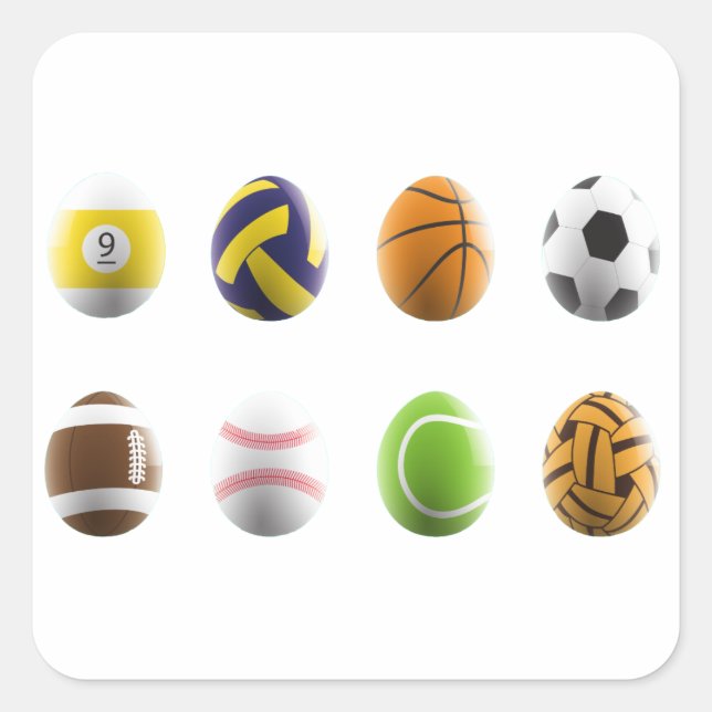 sports easter eggs square sticker (Front)