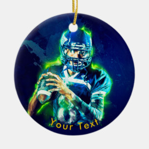 SPORTS Electrified Football Quarterback Ceramic Ornament