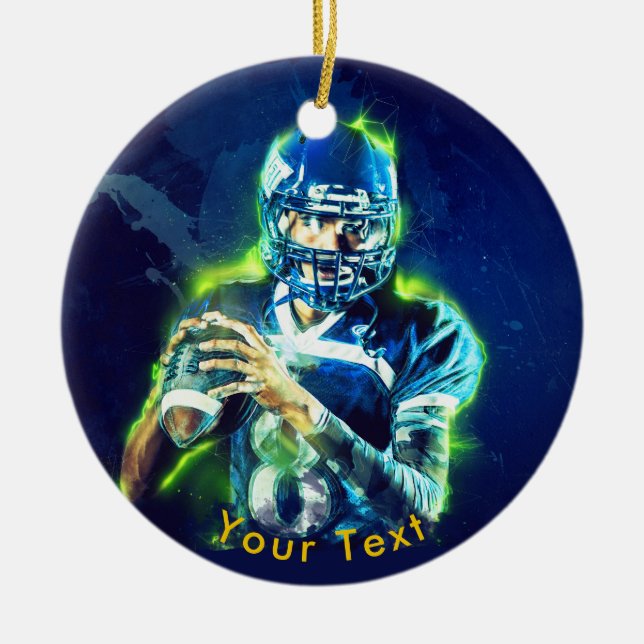 SPORTS Electrified Football Quarterback Ceramic Ornament (Front)