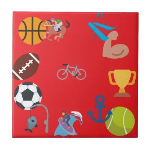 sports emoji ceramic tile