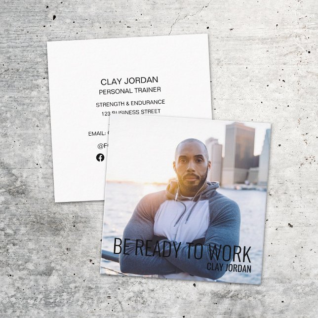 Sports Endurance Fitness Gym Personal Trainer Square Business Card (Creator Uploaded)