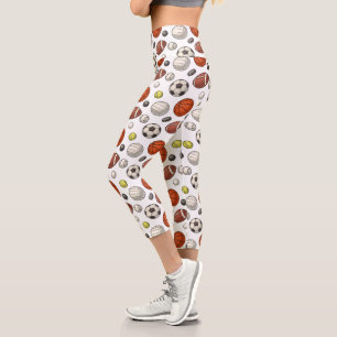 Sports Equipment Pattern Capri Leggings