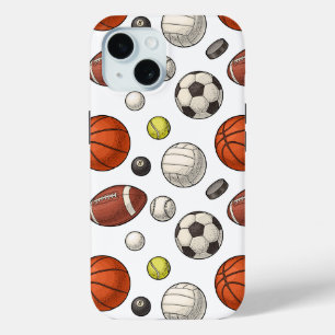Sports Equipment Pattern iPhone 15 Case