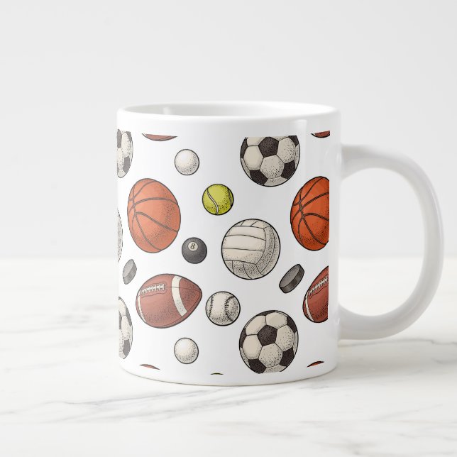 Sports Equipment Pattern Large Coffee Mug (Right)