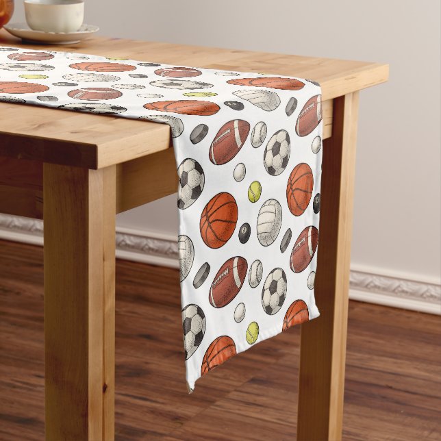 Sports Equipment Pattern Medium Table Runner (In Situ)