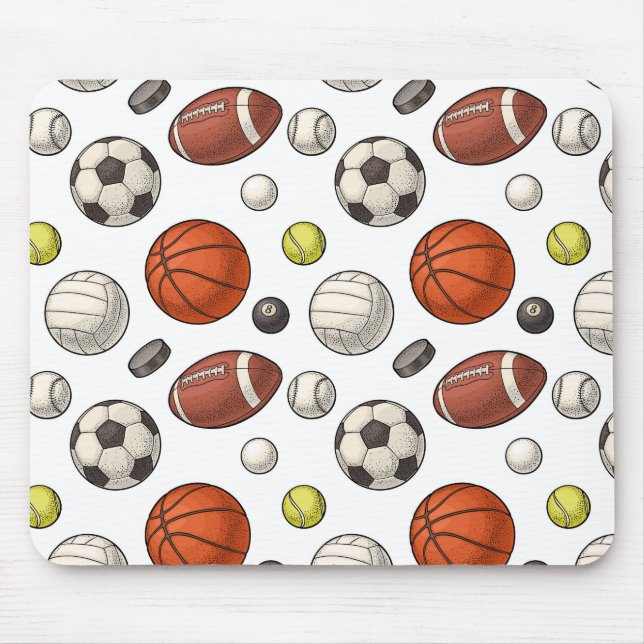 Sports Equipment Pattern Mouse Pad (Front)