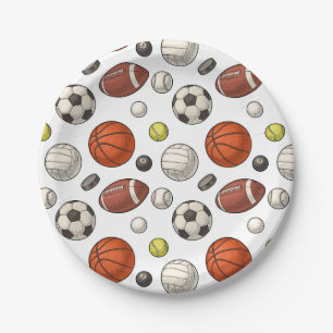 Sports Equipment Pattern Paper Plate