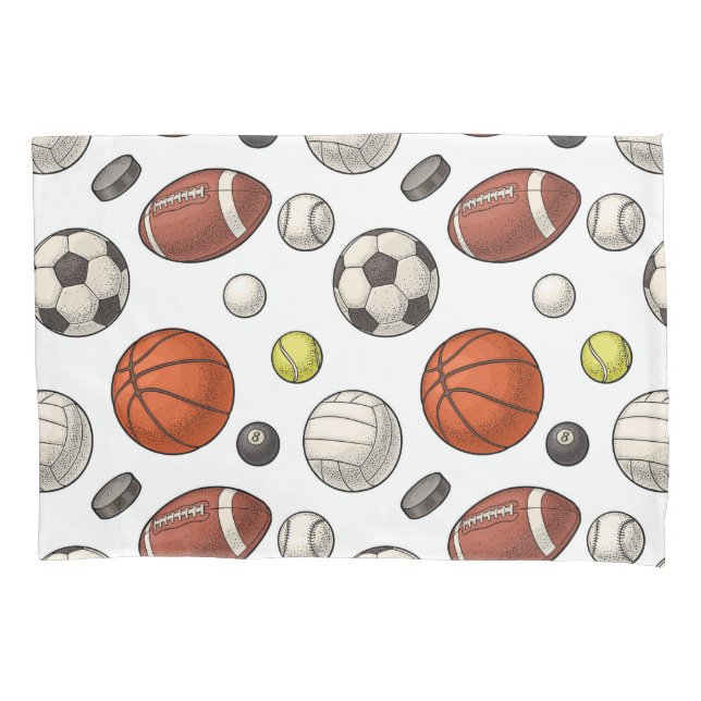 Sports Equipment Pattern Pillowcase (Front-Left)