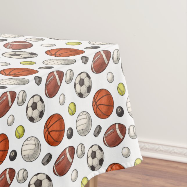 Sports Equipment Pattern Tablecloth (In Situ)