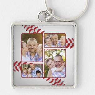 Sports Fan Baseball Photo Collage Father's Day Key Ring