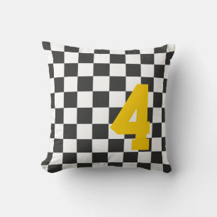 Sports Fan Chequerboard NUMBER Team Colours Fun Cushion