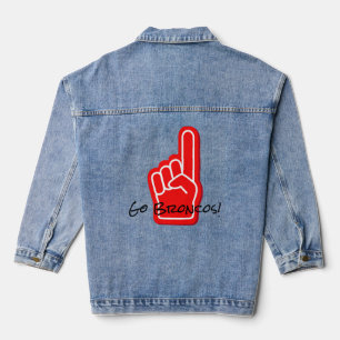Sports Fan Finger Go Team Name! Team Spirit Fun Denim Jacket