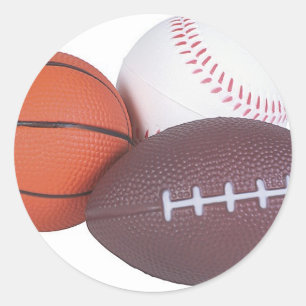 Sports Fan Gifts Basketball Baseball Football Classic Round Sticker