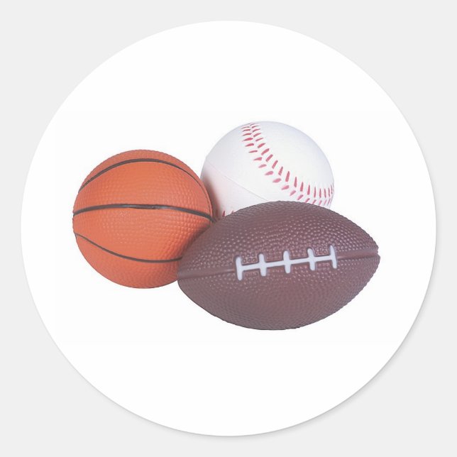 Sports Fan Gifts Basketball Baseball Football Classic Round Sticker (Front)