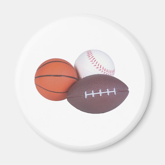 Sports Fan Gifts Basketball Baseball Football Magnet (Front)