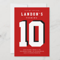 Sports fanatic kids birthday party invitation