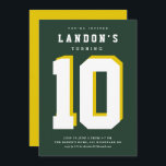 Sports fanatic kids birthday party invitation<br><div class="desc">The perfect invitation for the sports enthusiast. Use your child's favourite team colours to coordinate their birthday party with large age and editable type. All elements of this invitation are completely customisable from font style, size, colour and placement to background colours. Transform any party into a sporting event worthy of...</div>