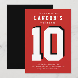 Sports fanatic kids birthday party invitation