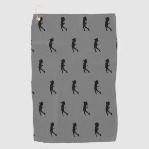 Sports Female Black Golfer Silhouette Golf Towel