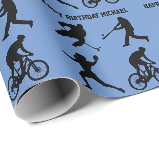 Sports Figures Your Text Wrapping Paper (Roll Corner)