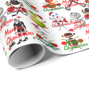 Sports Filled Christmas Cartoons Wrapping Paper