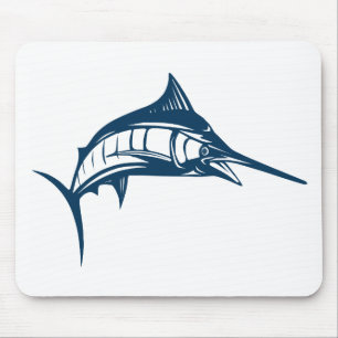 Sports Fishing Blue Swordfish Jumping Mouse Pad