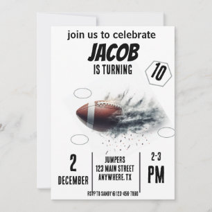 Sports Flying Football Birthday Invitation