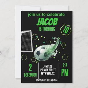 Sports Flying Soccer Goal Birthday Invitation