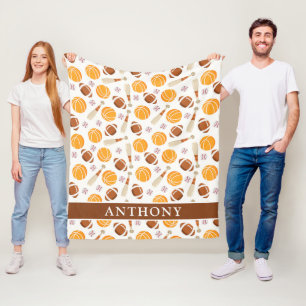 Sports Football, Basketball, Baseball Personalised Fleece Blanket