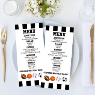 Sports Football Basketball Birthday Party Food Menu