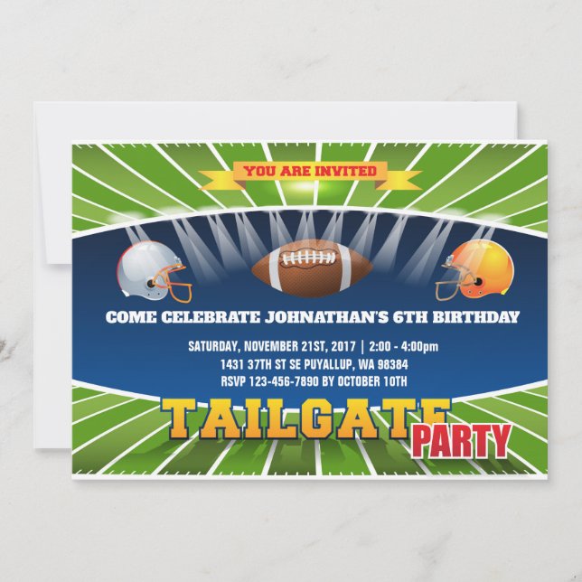 Sports Football Birthday Party Card (Front)